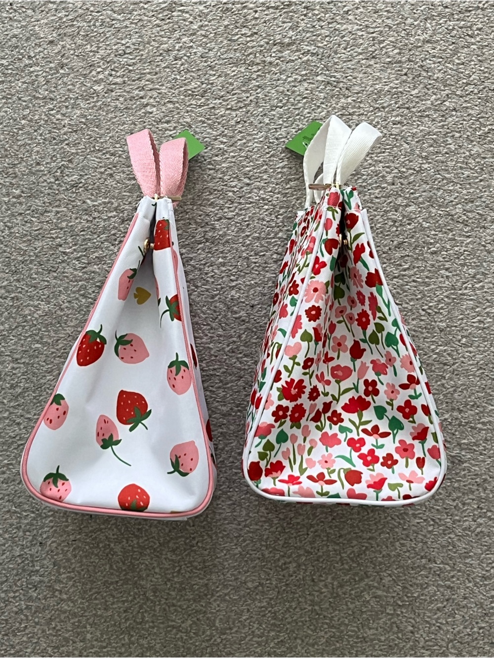 NWT Kate Spade Strawberry & Floral Lunch Bag Duo in White, Pink, Red, Green - Picture 5 of 12